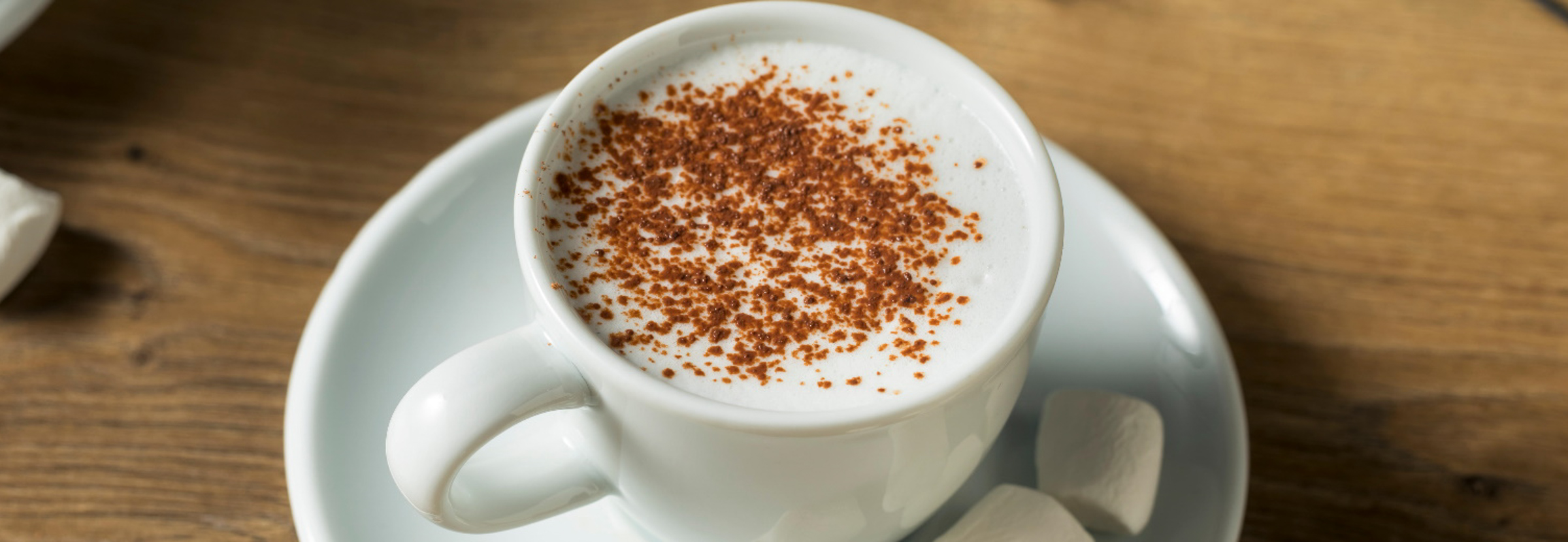 a babyccino sprinkled with chocolate powder